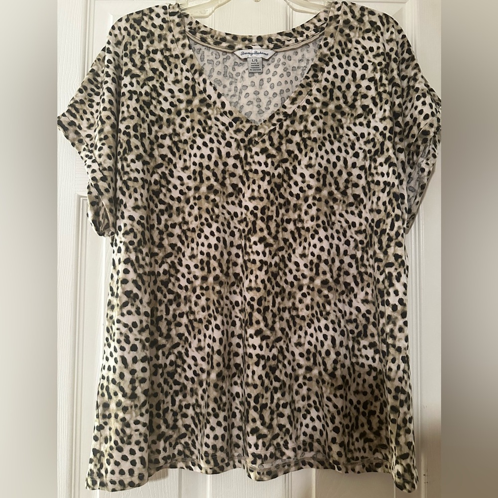 Tommy Bahama Leopard Print Short Sleeve Top